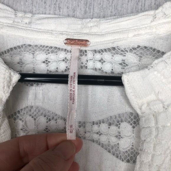 NWT Free People Candy Shop Tunic Womens M Ivory V-Neck Semi Sheer Ruffle Slouchy - Picture 9 of 15